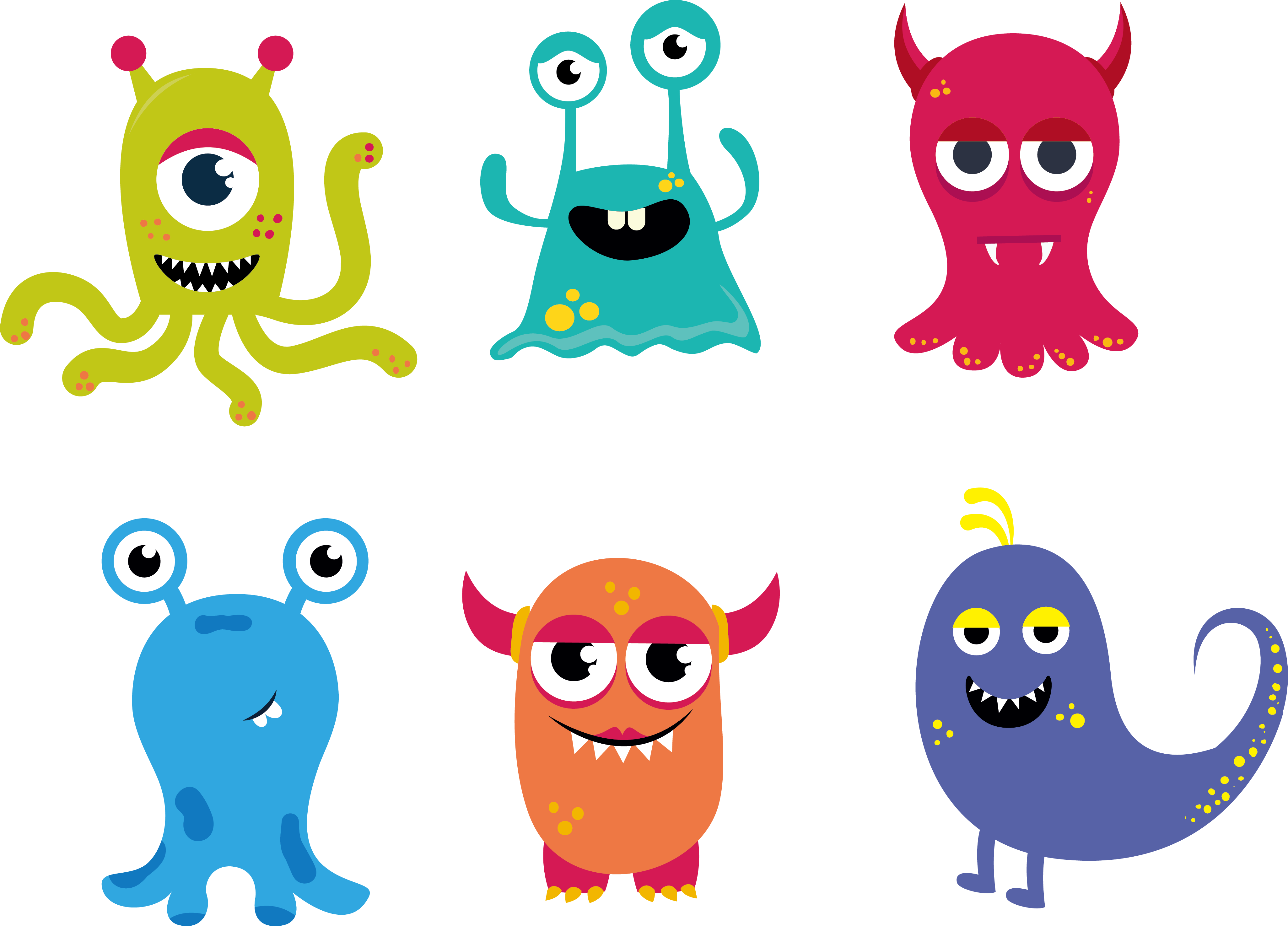 Cartoon Monster Drawing - Little Monster Vector (4103x2950)