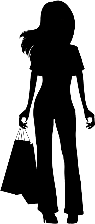 Black Man Running Cartoon - Girl Shopping Silhouette Png (408x886)