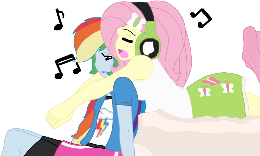 Fluttershy Sings To Rainbow Dash By Imtailsthefoxfan - Fluttershy X Rainbow Dash (900x534)