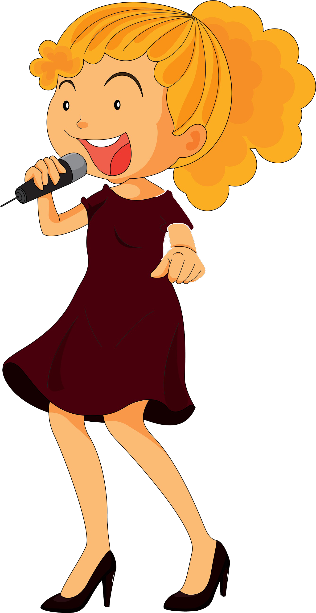 Microphone Girl Cartoon Illustration - Microphone Girl Cartoon Illustration (1340x2608)