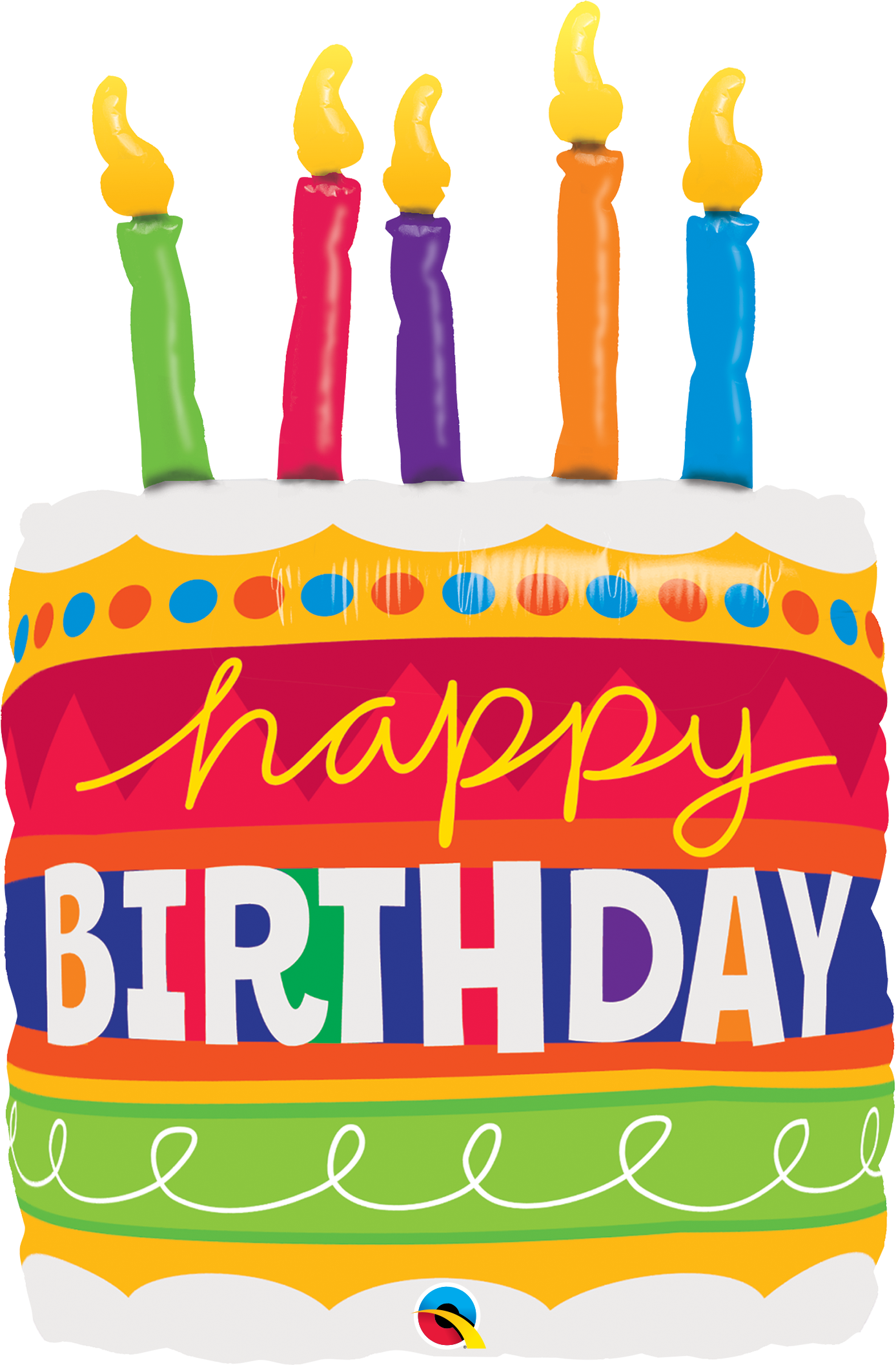 35" Happy Birthday Cake And Candles Foil Balloon - Feliz Cumpleaños Pastel Png (1388x2114)