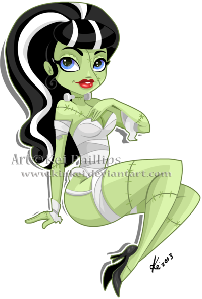 Girl Frankenstein Cartoon - Bride Of Frankenstein Cartoon Pinup (400x591)