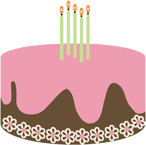 Birthday Cake With Four Candles - Pink Birthday Gift Cake Clipart (531x527)