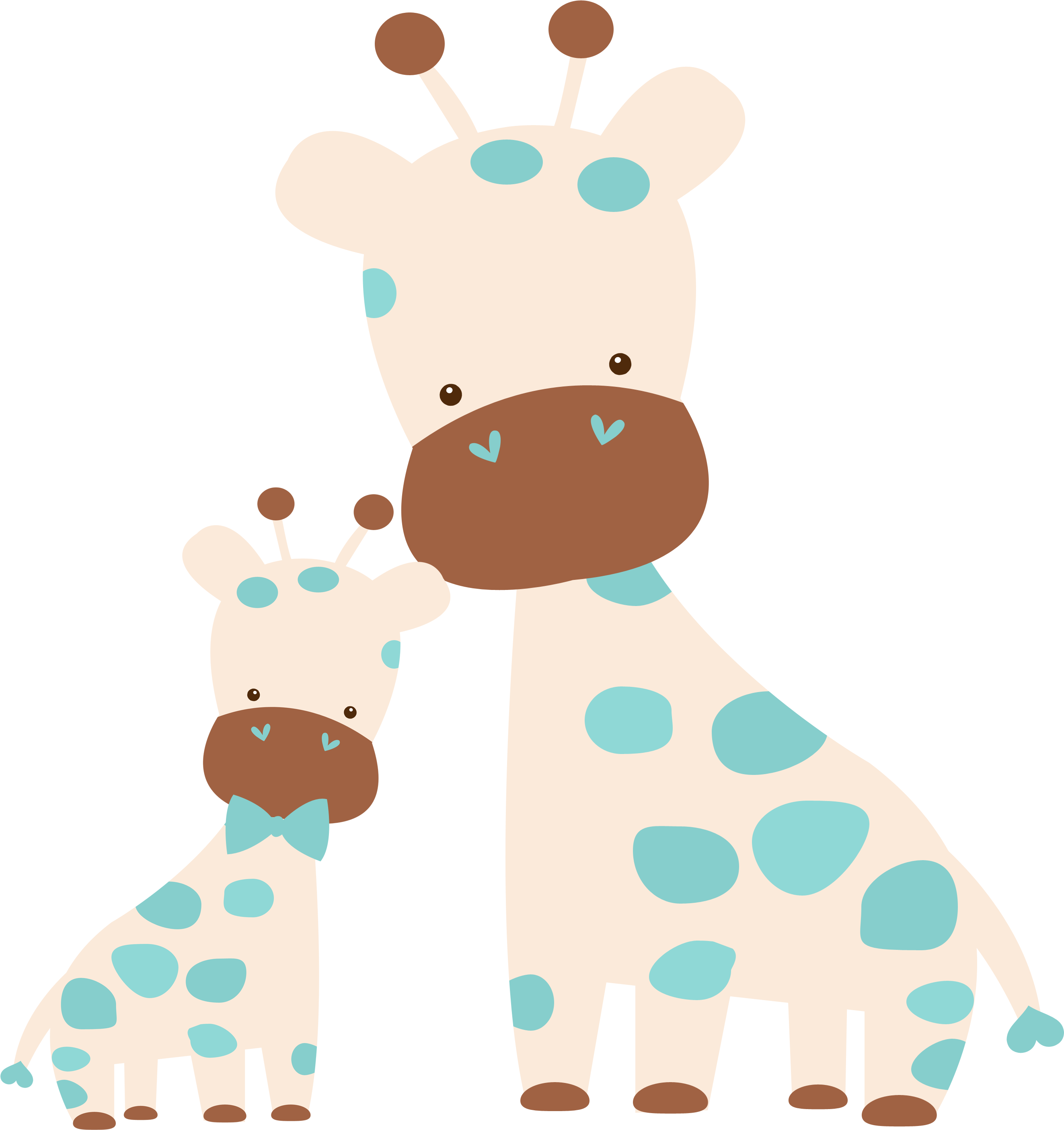 Photo By @kammytroquinhas - Mom And Baby Giraffe Clip Art (2860x2992)