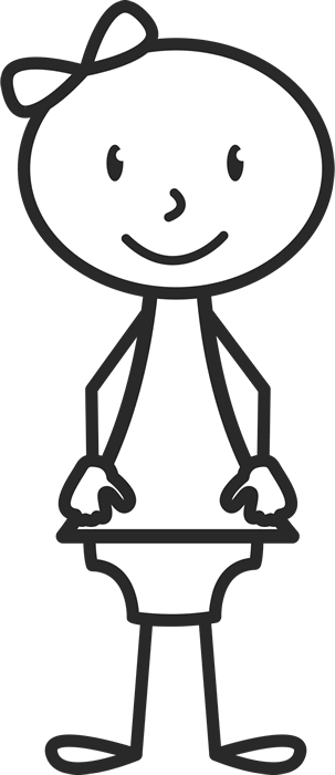 Stick Figure Newborn Baby With Bow Stamp - Girl Stick Figure In Dress (303x700)