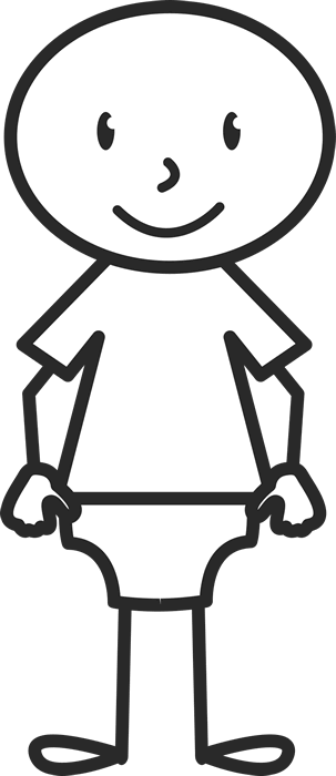 Newborn Baby Rubber Stamp - Stick Figure With Glasses (303x700)