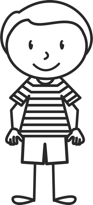 Little Boy With Striped Shirt Stamp - Boy Stick Figure Png (320x700)