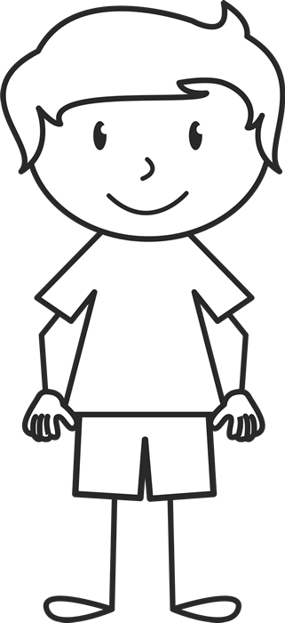 Boy With Solid Shirt Rubber Stamp - Stick Figure With Glasses (321x700)