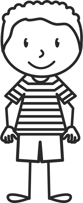Boy Wearing Striped Shirt Stamp - Boy Stick Figure Png (287x700)