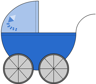 Baby Carriage Baby Boy Son Child Blue Draw - Baby Transport (396x340)