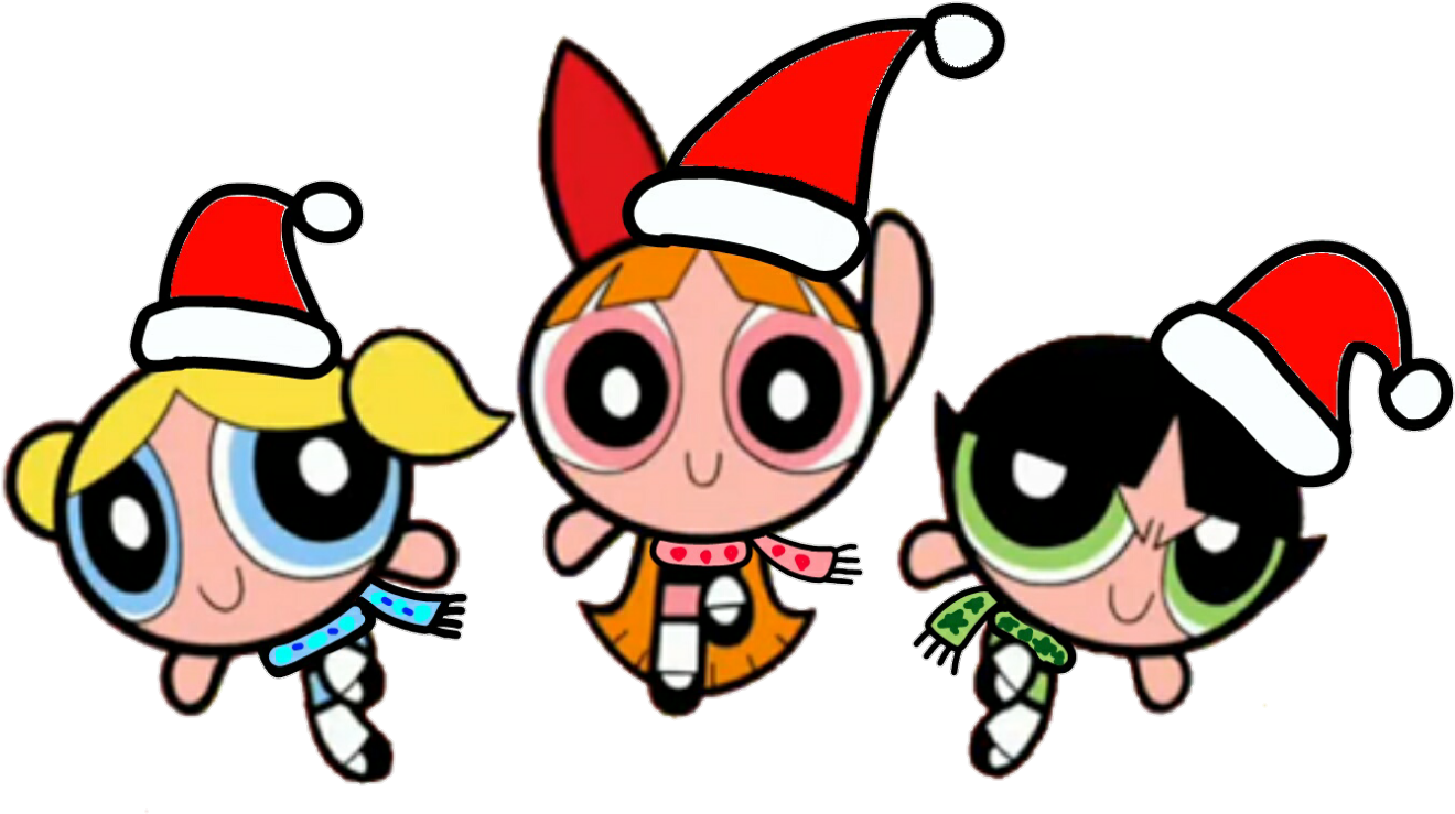 Powerpuff Girls Wear Christmas Hat And Winter Clothes - Powerpuff Girls Wear Christmas Hat And Winter Clothes (1381x778)