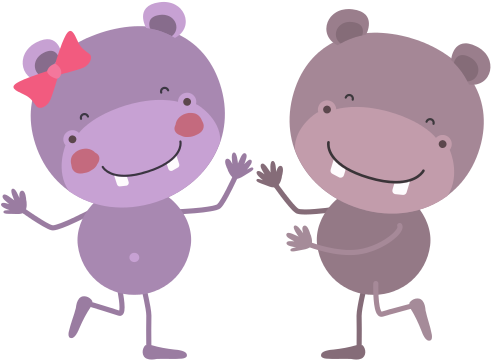 Cute Hippos Dancing Vector Icon Illustration - Cartoon (550x550)