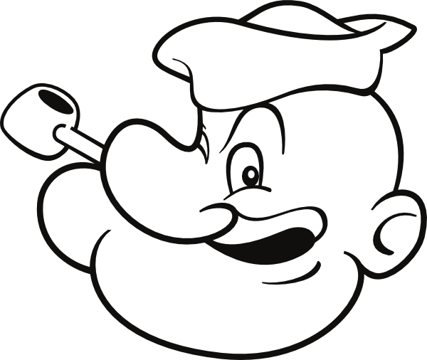 Popeye Black And White Clipart - Popeye Coloring Pages (600x506)