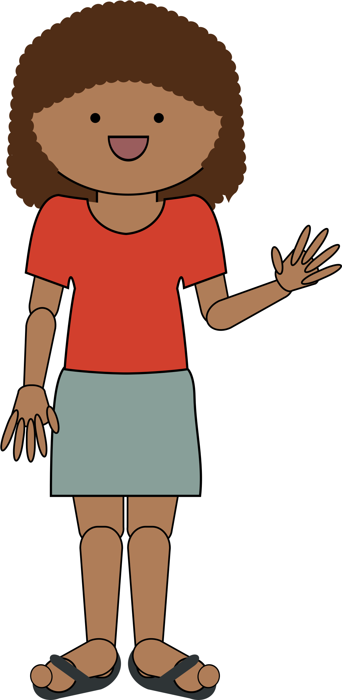 Clipart - Girl Waving Clipart (1188x2400)