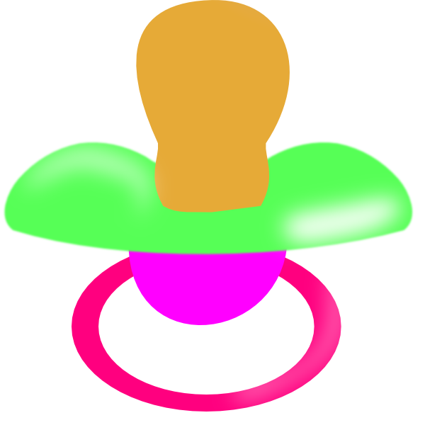 Green And Pink Pacifier Clip Art - Clip Art (600x600)