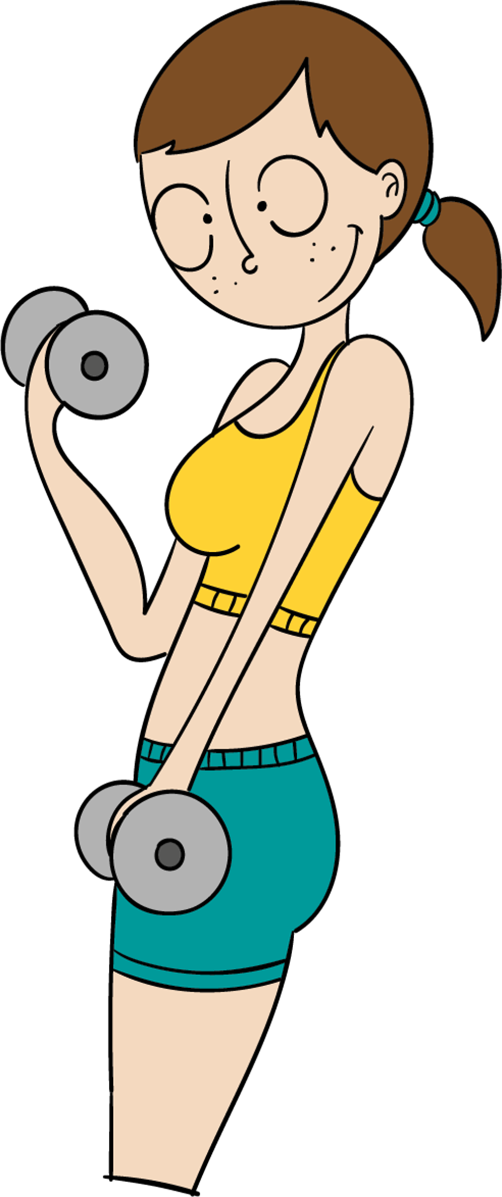 Vector Cartoon Girl With Barbell - Vector Cartoon Girl With Barbell (1010x2408)