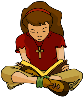 Quiet Image Teen Girl Reading Bible Clip Art - Reading Bible Clip Art (345x400)