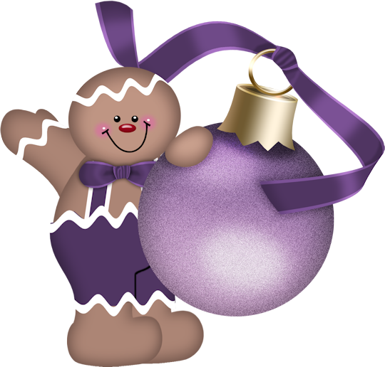 Gingerbread - Purple Christmas Clipart (540x516)