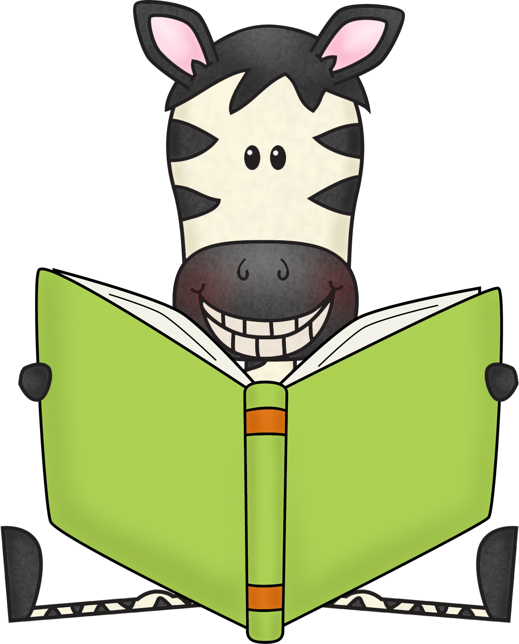 Zany Zebra Reading Fun Clip Art - Zebra With Book Clip Art (1049x1300)