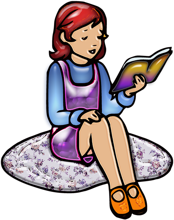 Girl Reading A Book Clipart 26, - Gambar Orang Membaca Buku (570x720)