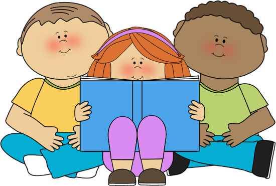 Girl Sitting And Reading A Book Clip Art, Child Reading - Book Buddies Clip Art (550x371)