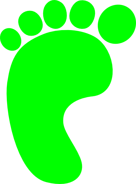 Green Left Foot Clip Art - Green Foot Clip Art (438x593)