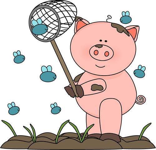 Pig In The Mud Catching Flies - Pig In Mud Clipart (500x482)