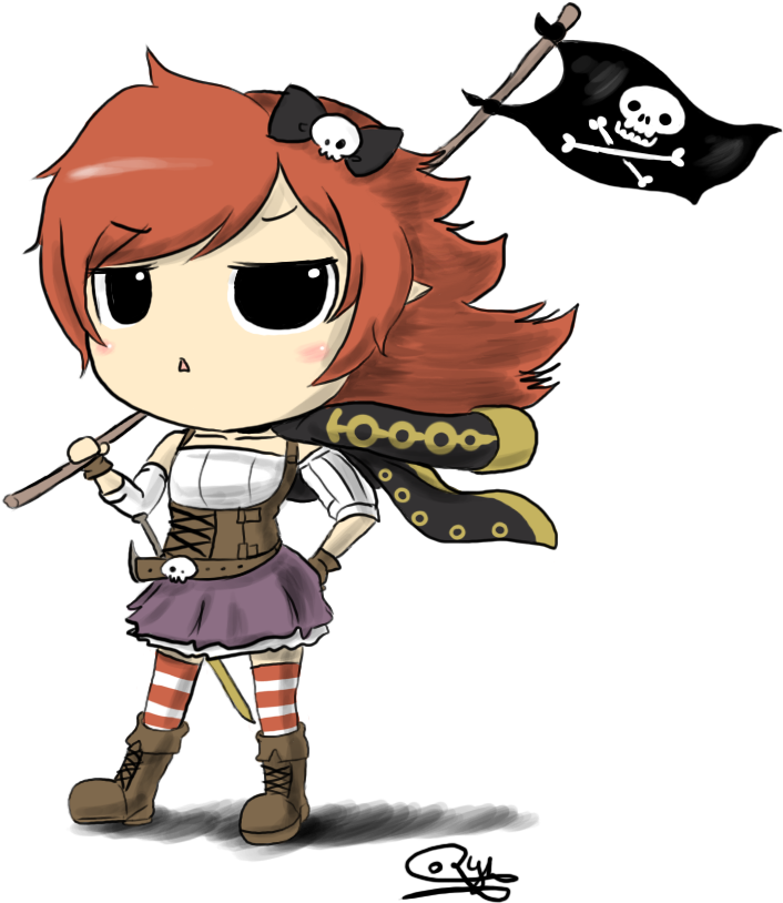 Pirate Girl By Ryhmozillafirefox - Cartoon (892x912)