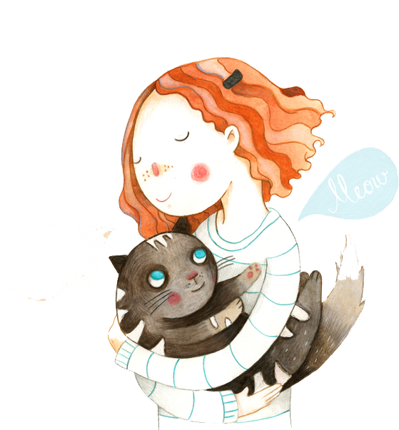 Sadakos Kraniche Cat Cartoon Drawing Illustration - Illustration (650x650)