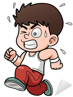 Vector Illustration Of A Boy Running Sticker • Pixers® - Boy Running Cartoon (400x400)