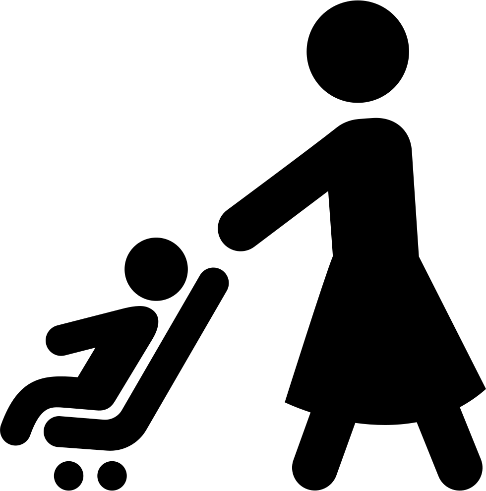 Mother Walking With Baby Stroller Comments - Woman With Stroller Icon (980x990)