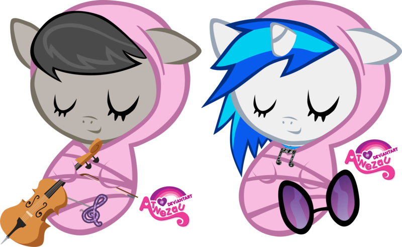 Newborn Octavia Vinyl Scratch Asleep By Atnezau - My Little Pony Dj Pon 3 Baby (800x491)