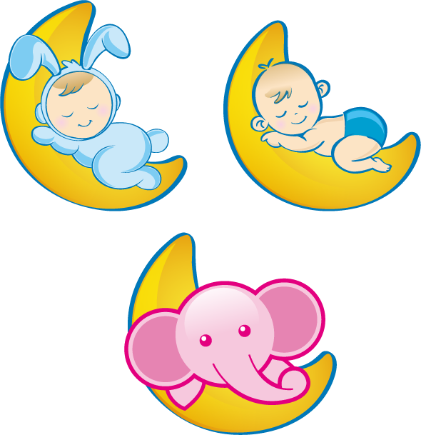 Baby Sleeping On The Moon Vector - Baby Sleeping On The Moon Vector (590x609)