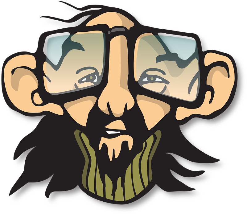 Man Hippie Geek Glasses Bald Cartoon Cool - Illustration (827x720)