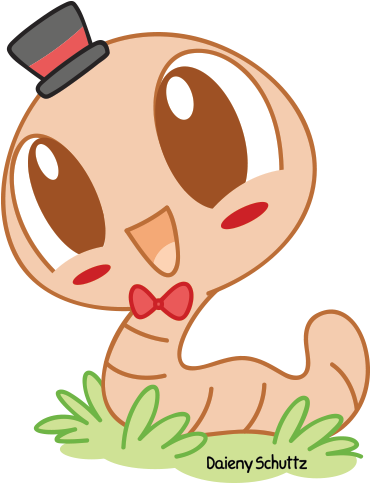 Cute Worm By Daieny - Worm Kawaii (500x600)