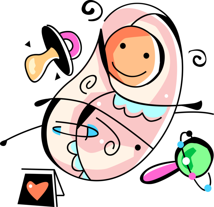 Vector Illustration Of Newborn Infant Baby Wrapped - Vector Illustration Of Newborn Infant Baby Wrapped (723x700)