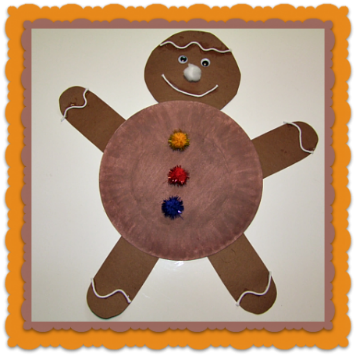 Winter Kids Crafts - Paper Plate Gingerbread Man Craft (356x356)