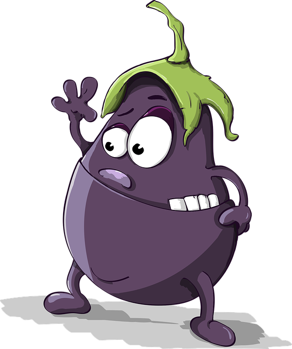 Eggplant, Purple, Vegetable, Eyed, Toothy, Cartoon - Cartoon Characters (602x720)