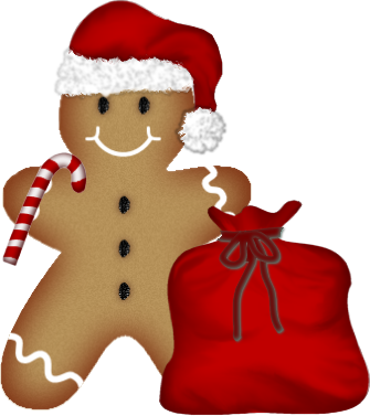 Tubes Noel / Cannes, Pains D'épices, Bonbons - Christmas Gingerbread Man Clip Art (335x377)