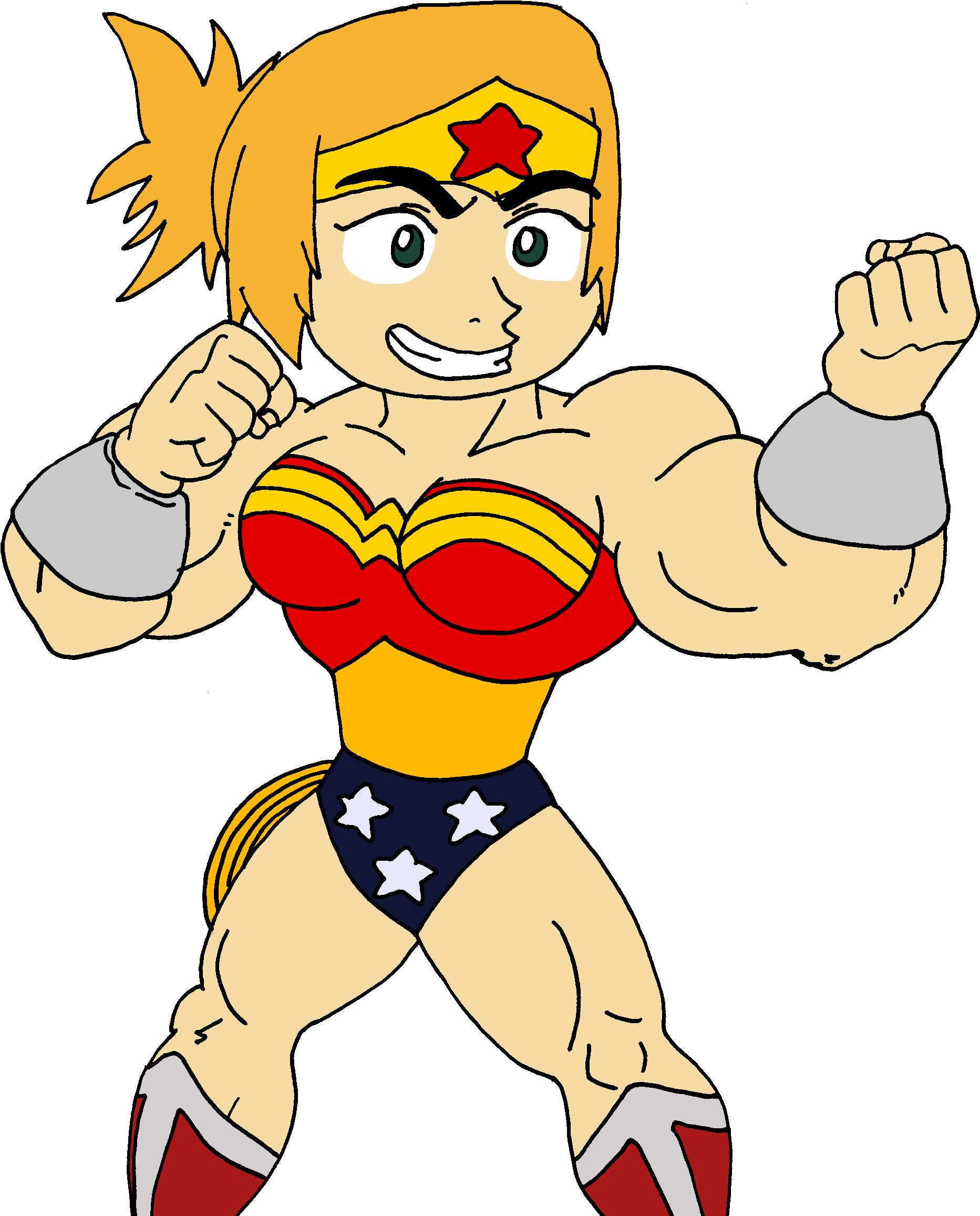 As Wonder Woman By Musclebrett - Cartoon (3436x2410)