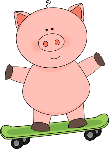 Penguin Ice Skating Clip Art Download - Cartoon Pig On Skateboard (367x500)