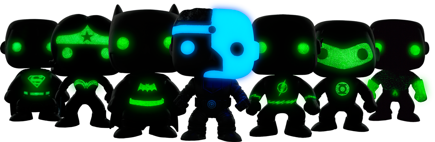 Justice League Glowing Silhouette Pop Vinyl Bundle - Justice League (1500x490)