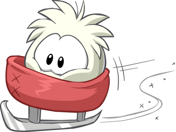 Ice Skates, Frozen Wave, Snowcloud, Ice Rink Tongue - Club Penguin White Puffle (593x444)