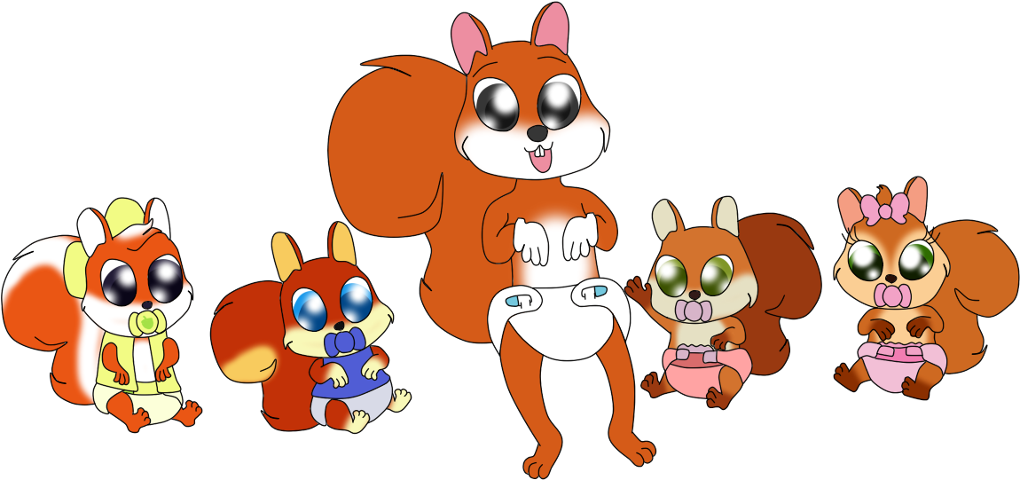 Red Squirrel Babysitting By Bokeol - Fan Art (1200x595)