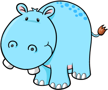Cartoon Smiling Baby Blue Hippo - Cute Cartoon Hippo (640x480)