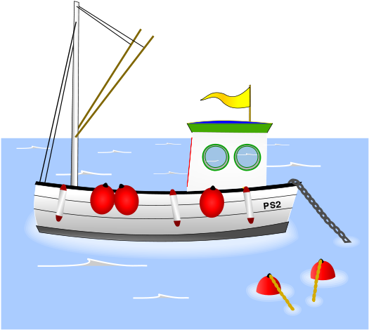 Cartoon Fishing Boat Clipart - Barco De Pesca Dibujo (800x561)
