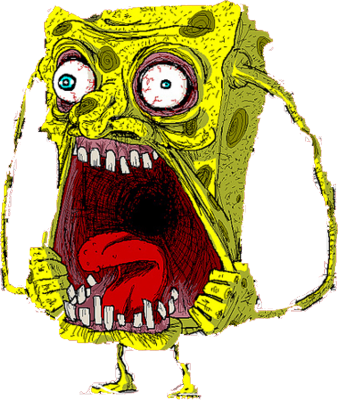 Lovely Scary Pictures Of Pumpkins Scary Sponge Bob - Spongebob Thinking (338x400)