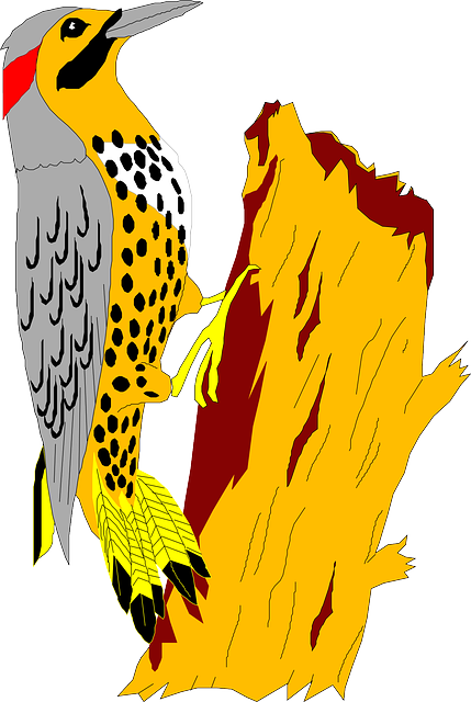 Yellowhammer Tree, Bird, Wings, Stump, Feathers, Yellowhammer - Cartoon Yellowhammer (858x1280)