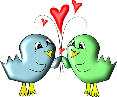 Cute Valentine Love Bird Clipart - Drawing (388x322)
