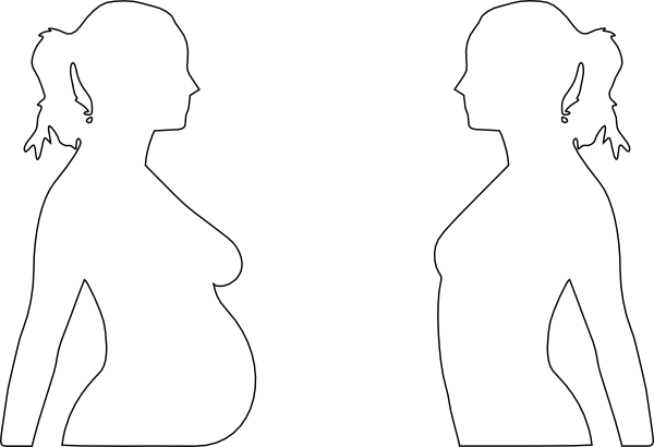 Pregnant Silhouette Clip Art - Pregnant Woman Silhouette White (600x410)